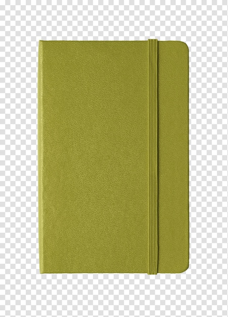 Cahier fermé vert olive isolé sur blanc