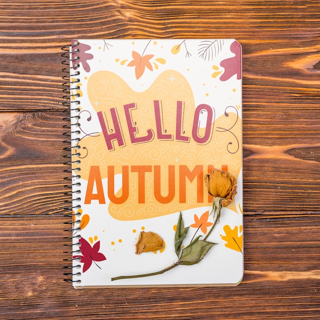 Cahier De Maquette Avec Bonjour Message D'automne