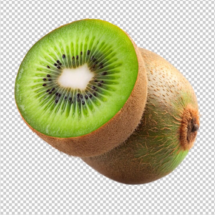 PSD la caída del kiwi está aislada en un fondo transparente