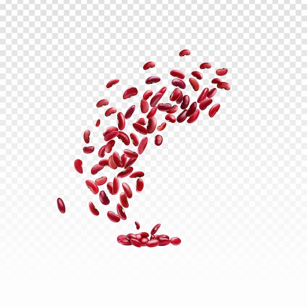 caída psd pila de frijoles rojos aislados png en fondo transparente