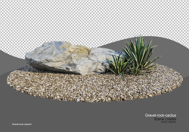 PSD cailloux et divers types de cactus