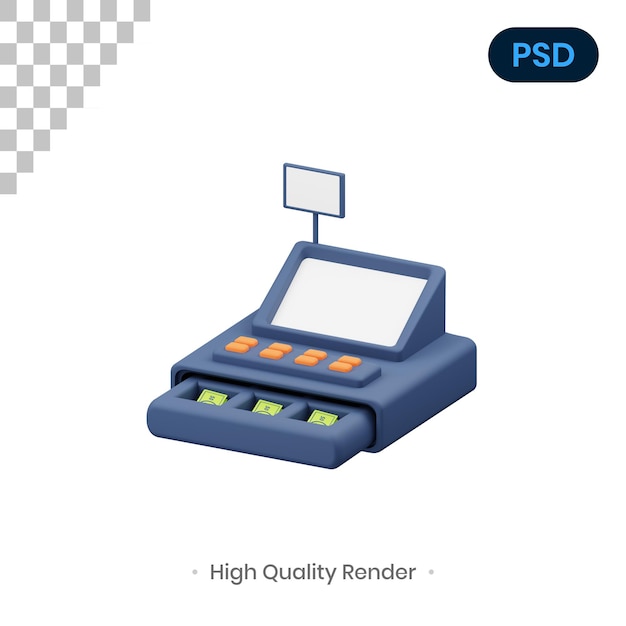 PSD caissier illustration de rendu 3d premium psd