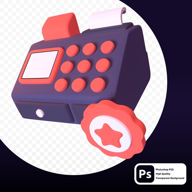 Caissier en rendu 3D pour le web ou la présentation d'actifs graphiques