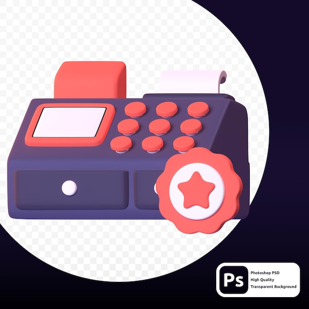 Caissier en rendu 3D pour le web ou la présentation d'actifs graphiques