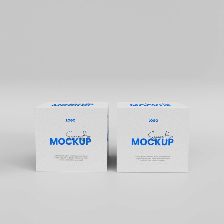Caixa 3D com design de maquete de caneca