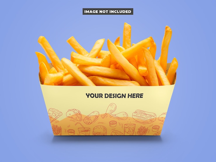 PSD caixa com mockup de batatas fritas