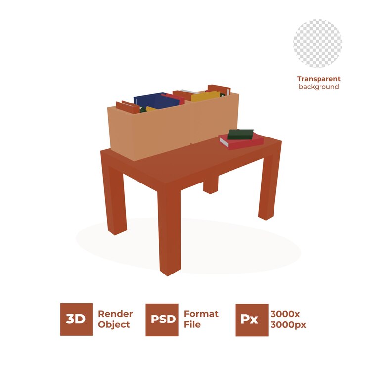 PSD caixa com um livro bagunçado ilustração 3d