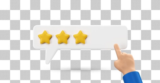 Caixa de classificação por estrelas com renderização 3D de mão de desenho animado isolada