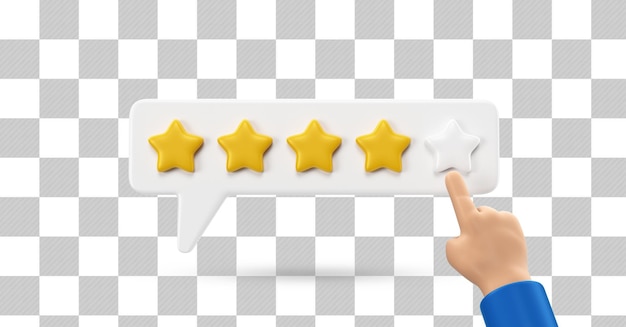Caixa de classificação por estrelas com renderização 3D de mão de desenho animado isolada