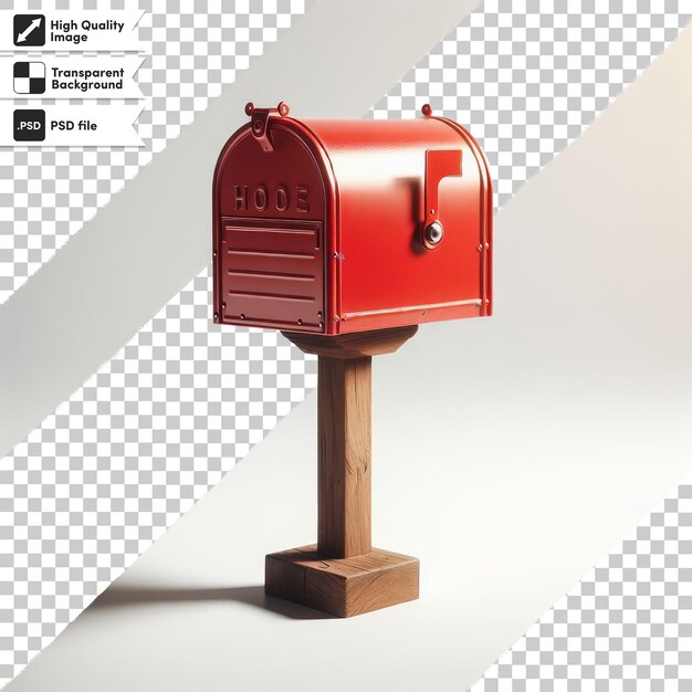 Caixa de correio vermelha psd com correio em fundo transparente com camada de máscara editável