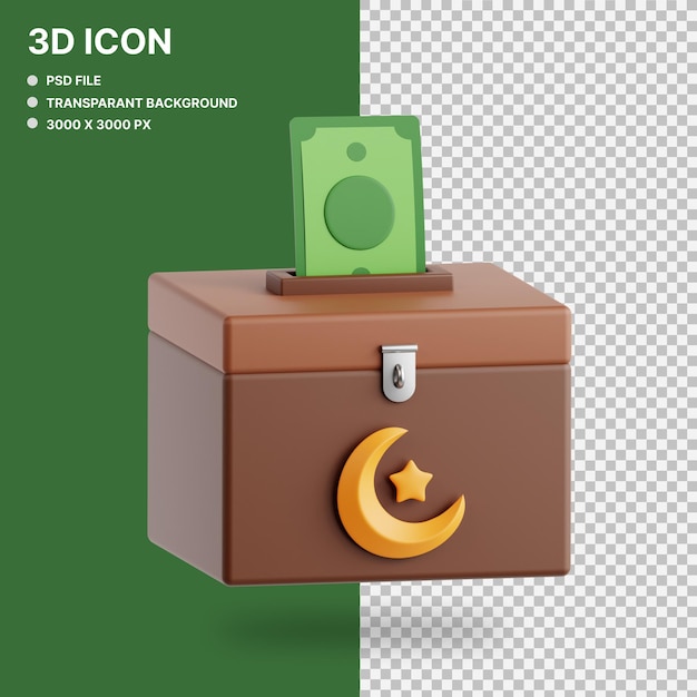 PSD caixa de doação ilustração gráfica 3d