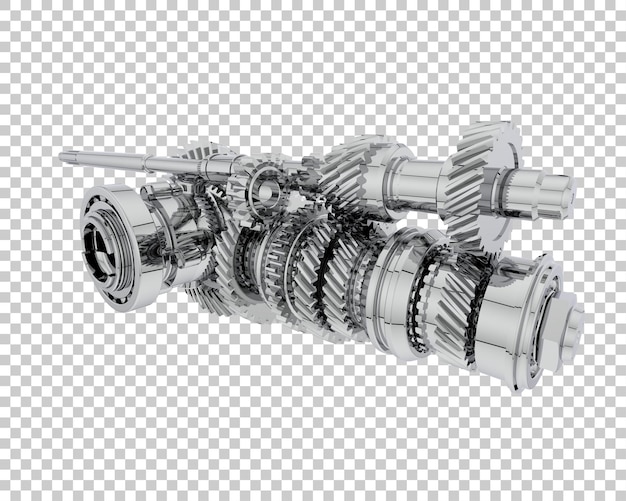 Caixa de engrenagens isolada na ilustração de renderização 3d de fundo transparente