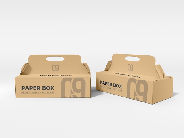 Caixa de entrega de alimentos em papel kraft e maquete de embalagem de suporte