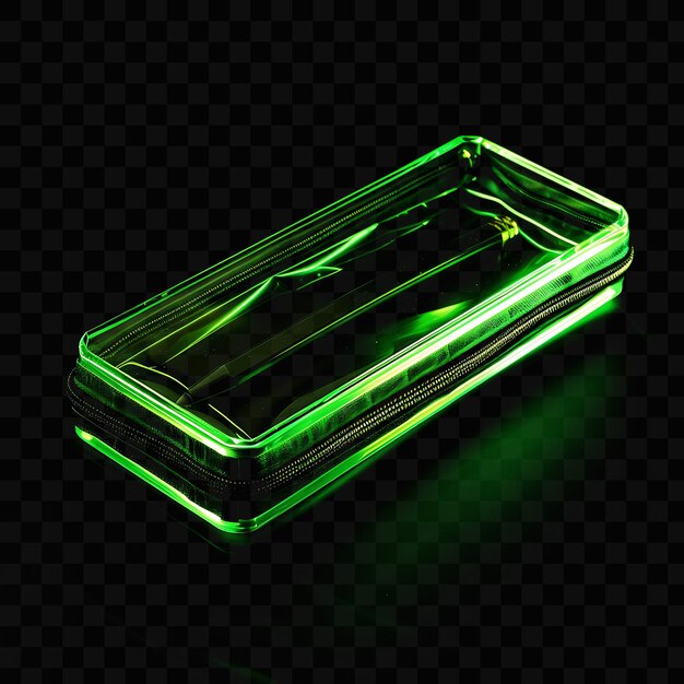 PSD caixa de lápis com fechamento de zíper feita com petg caixa com viv objeto brilante design de arte de neon y2k