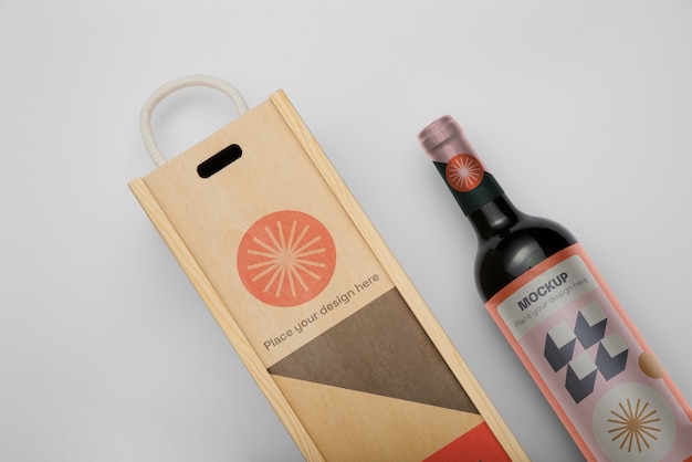 PSD caixa de madeira plana leiga para vinho