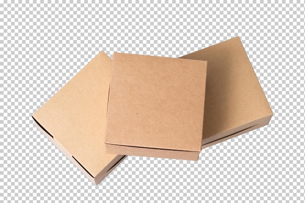 PSD caixa de papel pardo para embalagem de alimentos em um fundo cinza