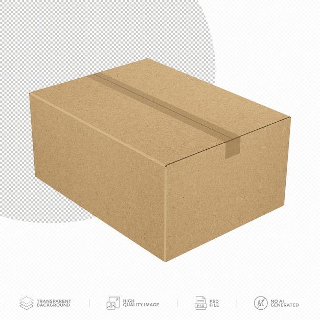 Caixa de papelão sobre fundo transparente