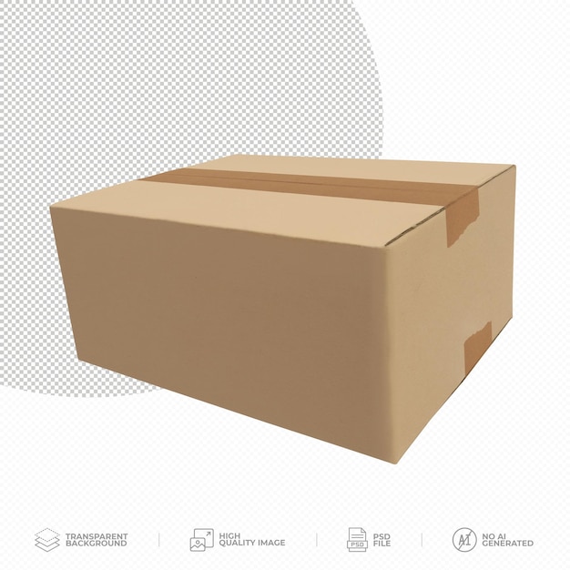Caixa de papelão sobre fundo transparente