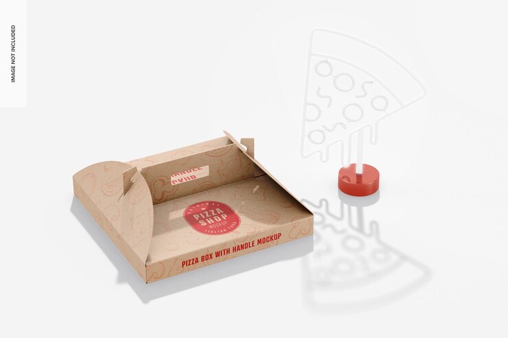 PSD caixa de pizza com perspectiva de maquete de alça