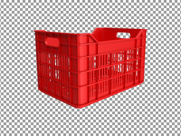 Caixa de plástico vermelha isolada em fundo transparente