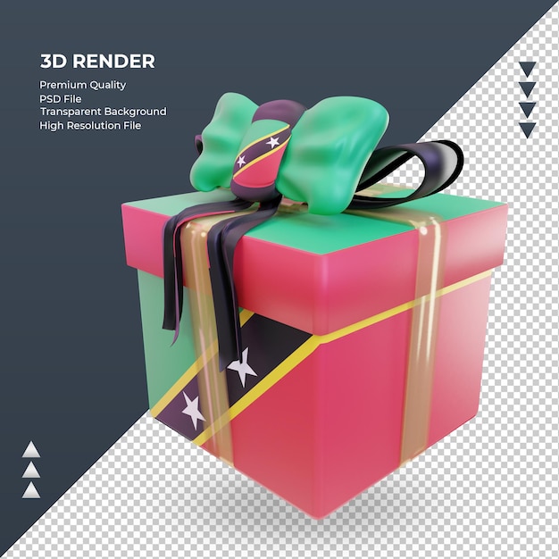 Caixa de presente 3D Bandeira de São Cristóvão e Névis renderizando vista direita