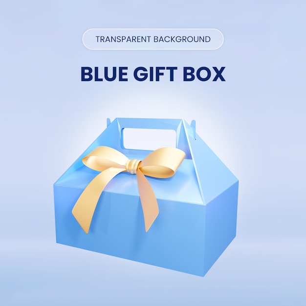PSD caixa de presente azul ilustração de renderização 3d