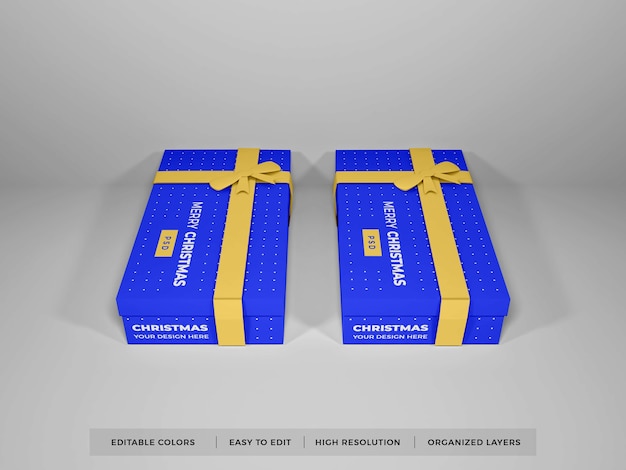 Caixa de presente de Natal com modelo de fita