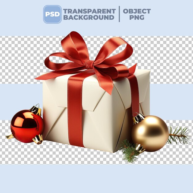 PSD caixa de presente de natal psd com fita vermelha png