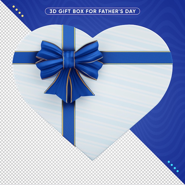 PSD caixa de presente decorativa 3d com fita azul para o dia dos pais