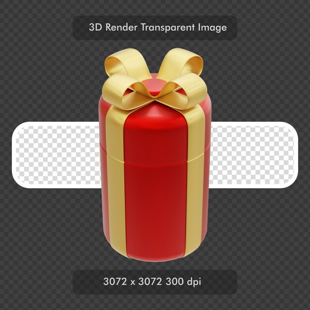 Caixa de presente redonda 3D em vermelho e dourado