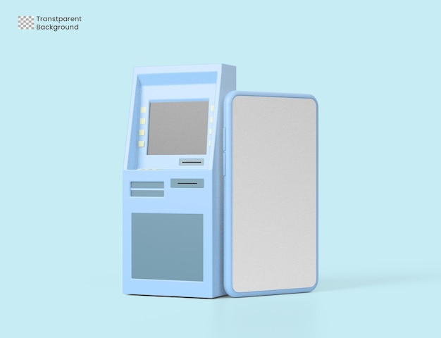caixa eletrônico 3D e smartphone