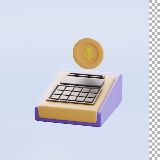 Caixa eletrônico com ilustração 3d de moeda de dólar