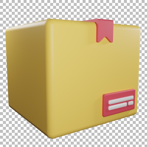 PSD caixa laranja marrom com vista direita com fundo transparente