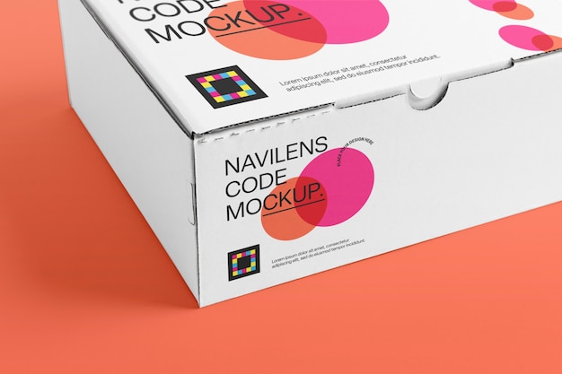 PSD caixas com design de maquete de código navilens