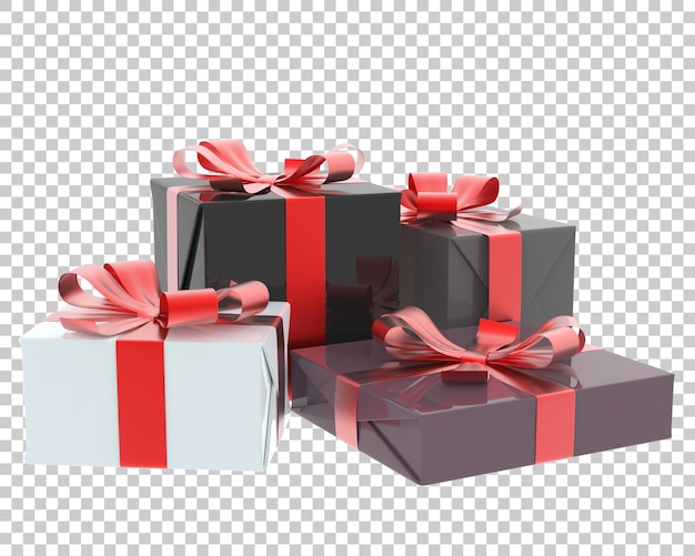 Caixas de presente de Natal em fundo transparente. renderização 3D - ilustração