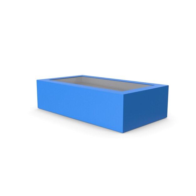 Caja 3d de corte de ventana azul