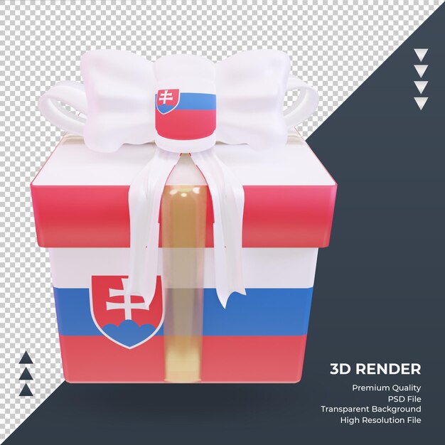 Caja 3d regalo bandera de eslovaquia vista frontal de representación