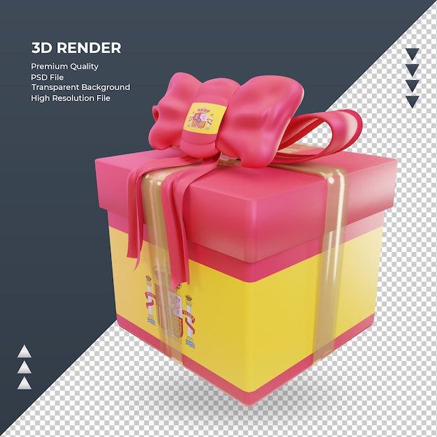 PSD caja 3d regalo bandera de españa renderizado vista derecha