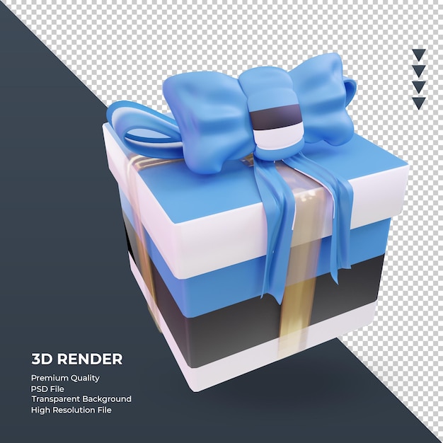 Caja 3d regalo bandera de estonia renderizado vista izquierda