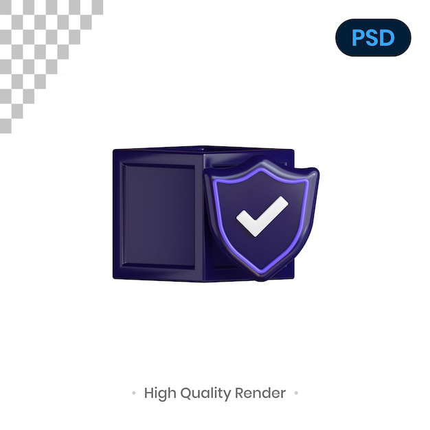 Caja 3D Render Ilustración Premium Psd