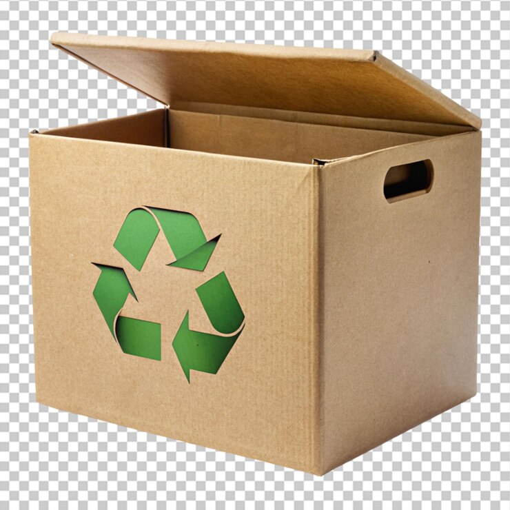 PSD caja de almacenamiento de cartón reciclado aislada en blanco