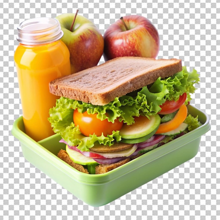 PSD caja de almuerzo sobre un fondo transparente