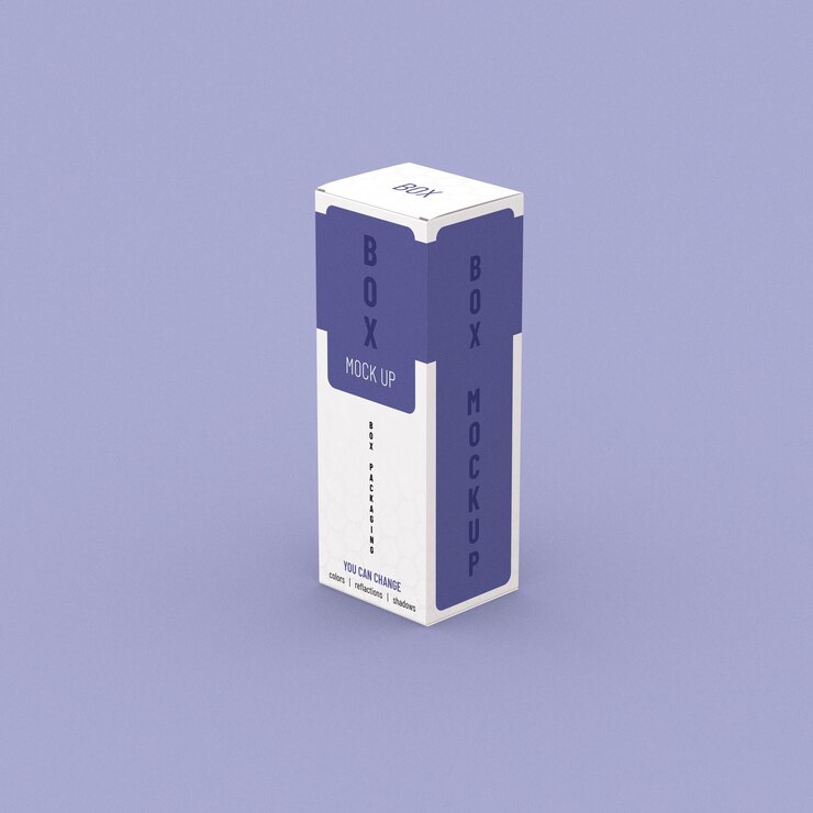 Caja alta, plantilla de embalaje para promoción de productos. Maqueta 3d editable. fondo limpio