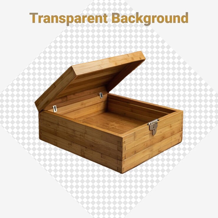 PSD caja de bambú 30 grados vista desde arriba