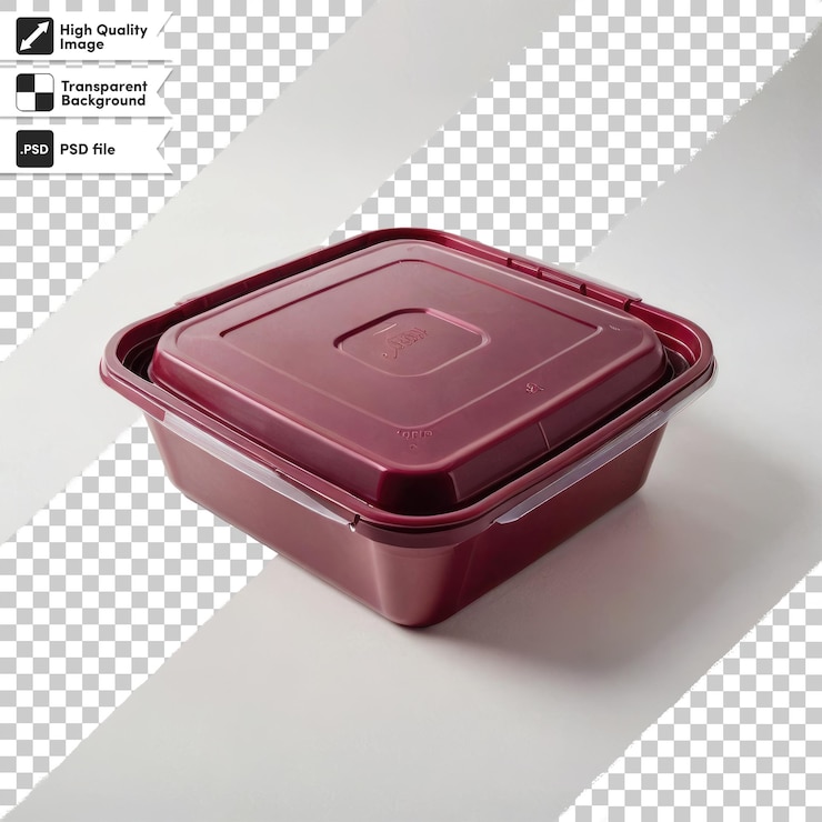 PSD caja de bento de contenedor de alimentos psd en fondo transparente con capa de máscara editable