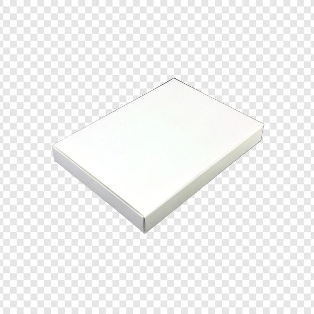 Caja blanca aislada sobre un fondo transparente