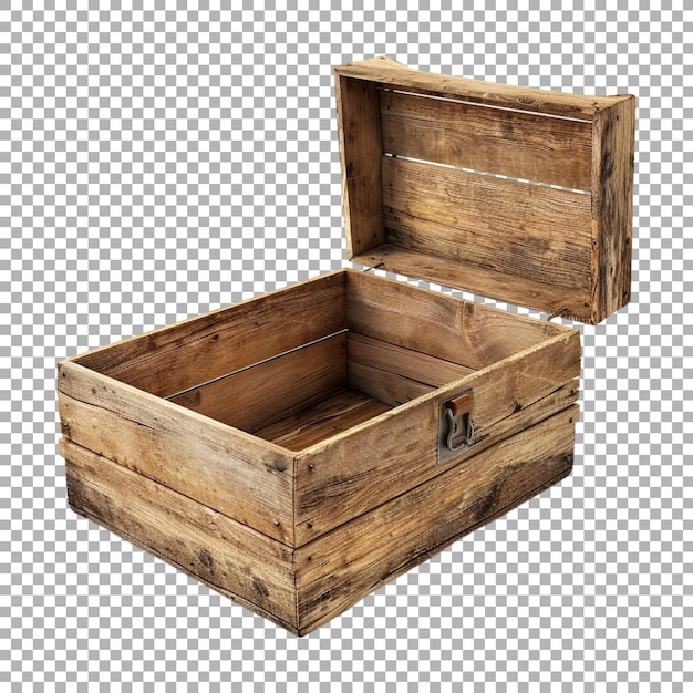 Caja en blanco de madera sobre un fondo transparente generada por Ai
