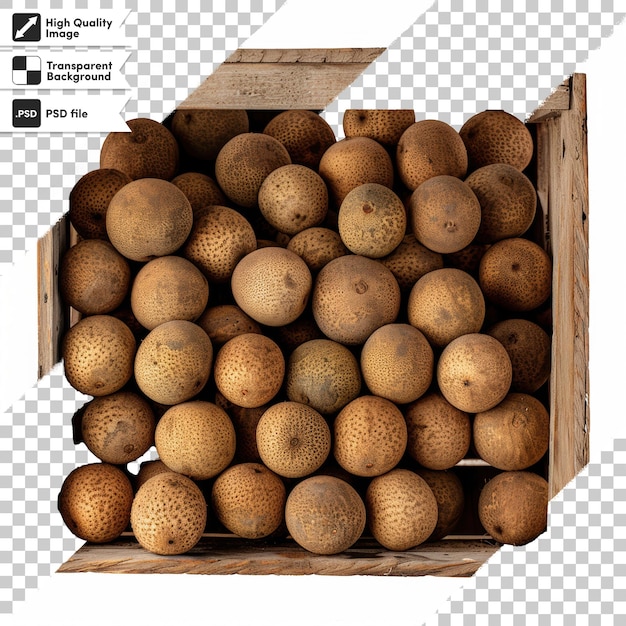 una caja de bolas de madera con un fondo blanco y negro