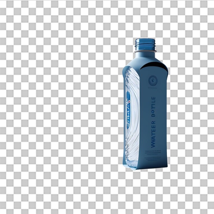PSD caja de botella de agua del lado derecho aislada sobre fondo blanco