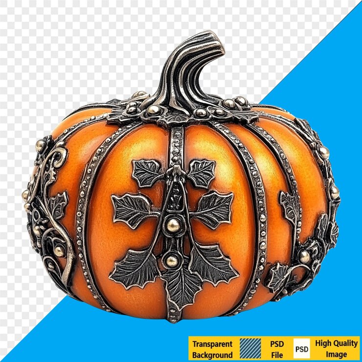 PSD caja de calabaza de metal adornada